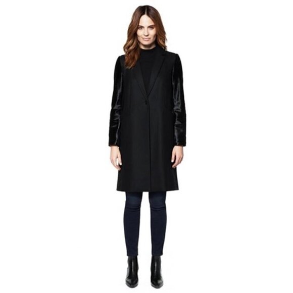 JUDITH & Charles | Manille Calf Hair Wool Coat Size 2 Black - Picture 2 of 13